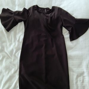 Pinkblush black fitted ruffle sleeve dress